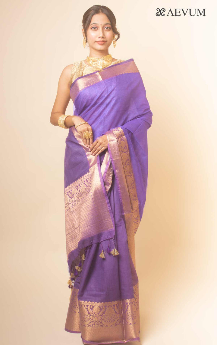 Silk Linen Banarasi Handloom Saree - 3511 - AEVUM