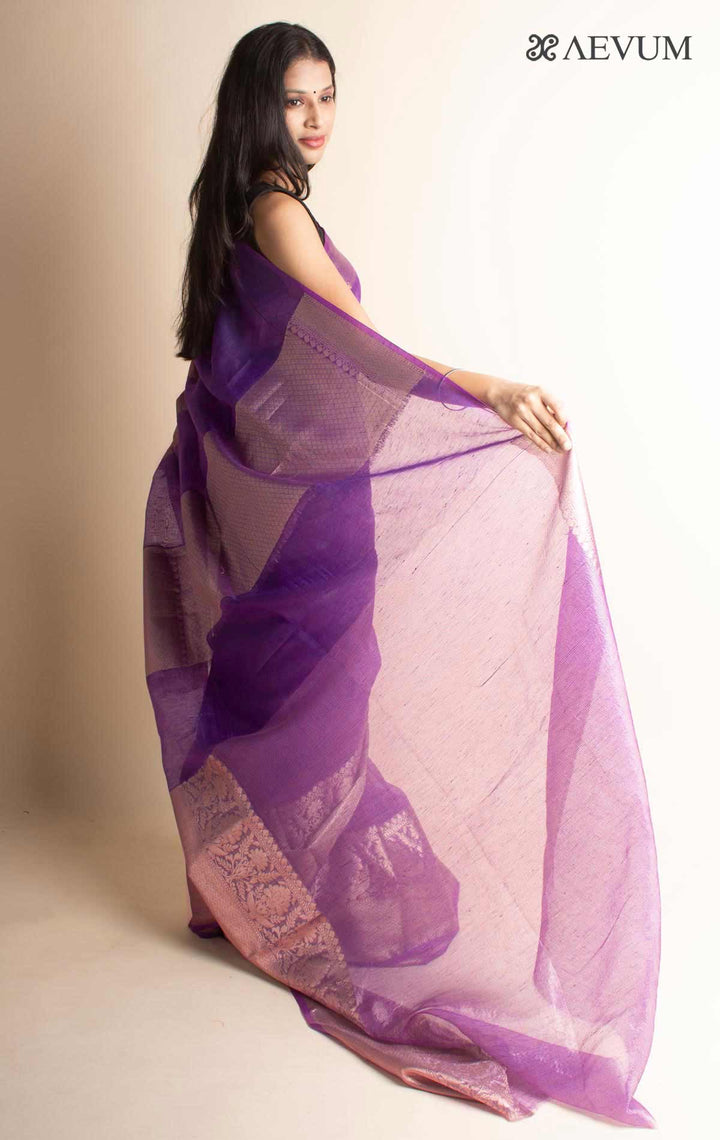 Silk Linen Banarasi Handloom Saree with Silk Mark - 17830 Saree Tausif   