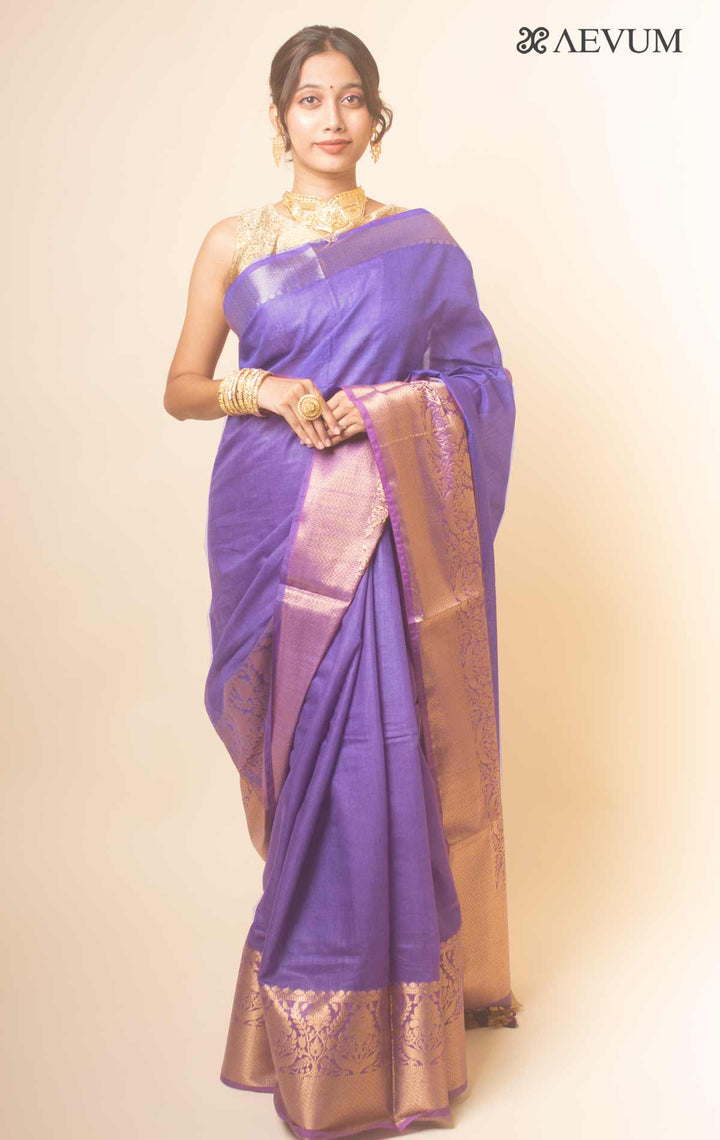 Silk Linen Banarasi Handloom Saree - 3511 - AEVUM