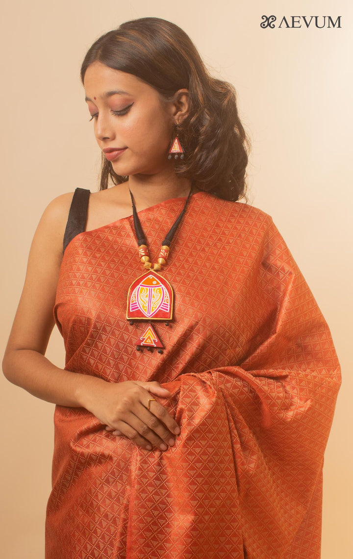 Hand Painted Terracotta Necklace Set-17965 Jewellery Kasturi Sengupta   