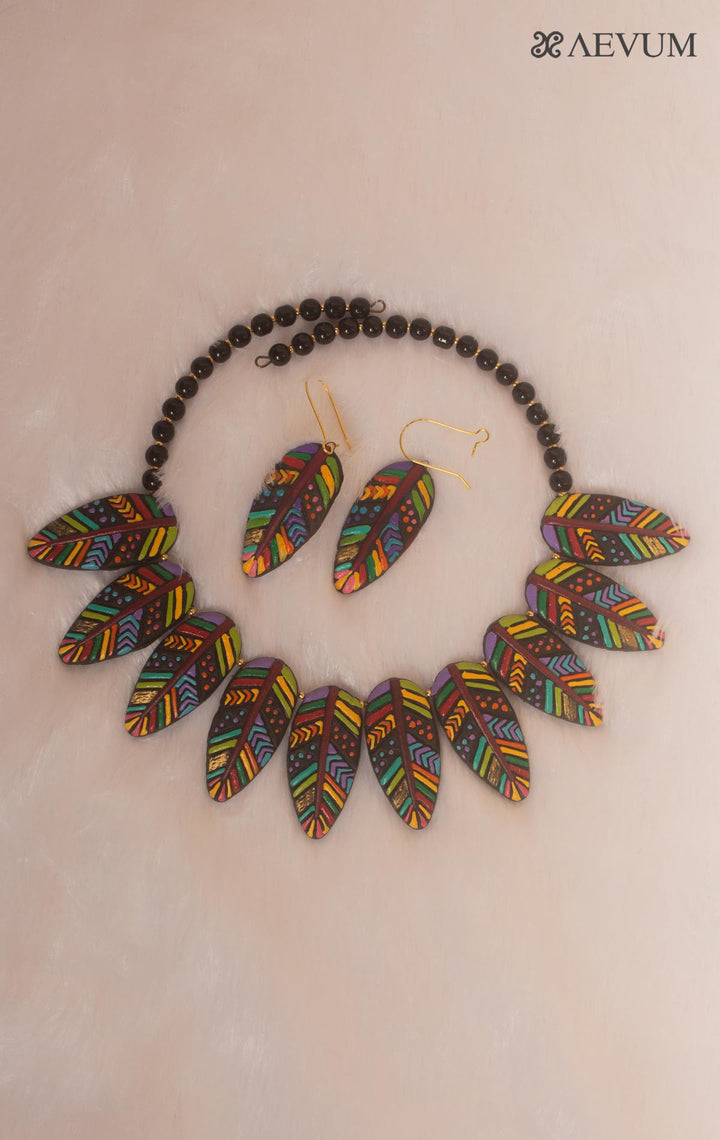 Hand Painted Terracotta Necklace Set-17968 Jewellery Kasturi Sengupta   