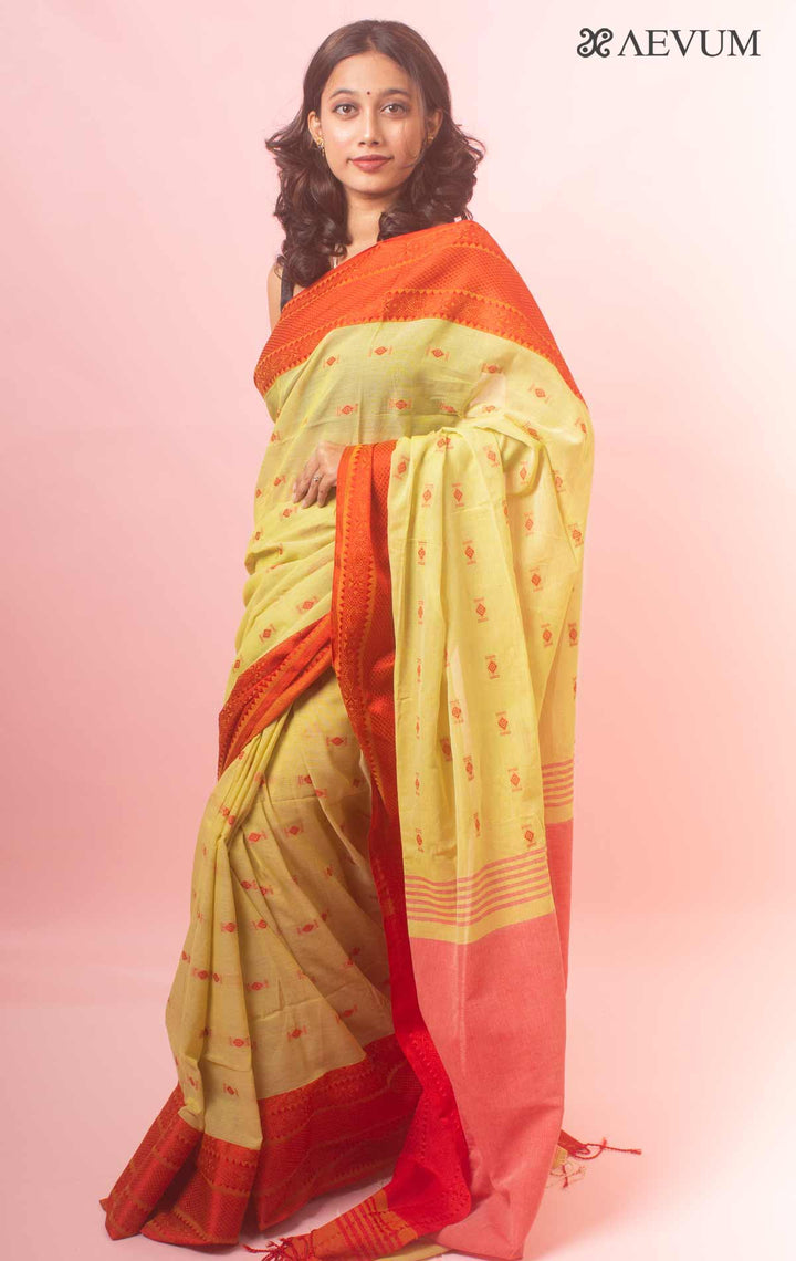 Bengal Pure Cotton Handwoven Saree With Blouse Piece - 18211 Saree Ashoke Pal   