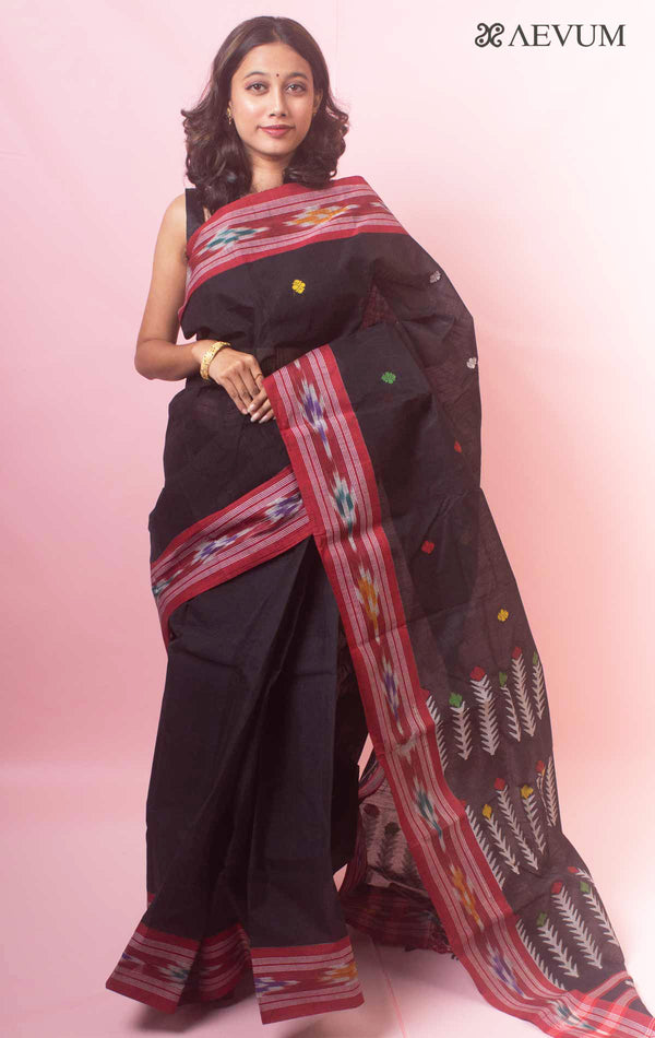 Pure Cotton Sambalpuri Border Handwoven Jamdani Saree - 18213 Saree Anita Kuthir   