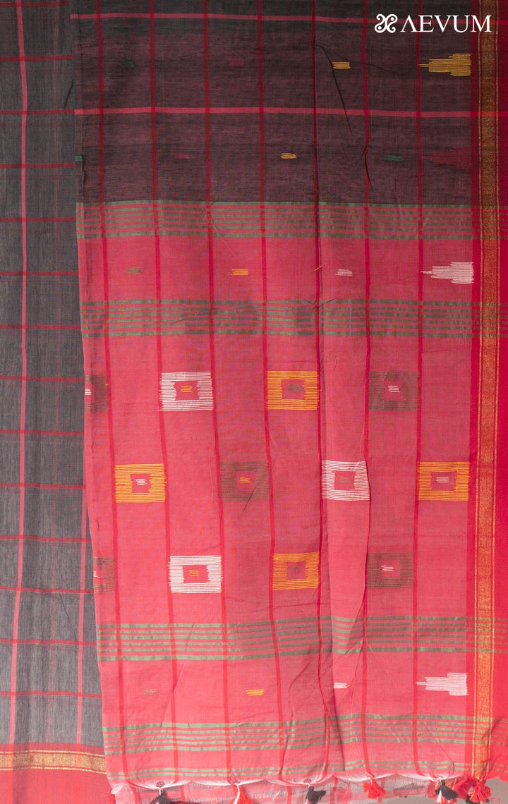 Cotton Silk Jamdani with Contemporary Checks - 18678 Saree Riya's Collection   