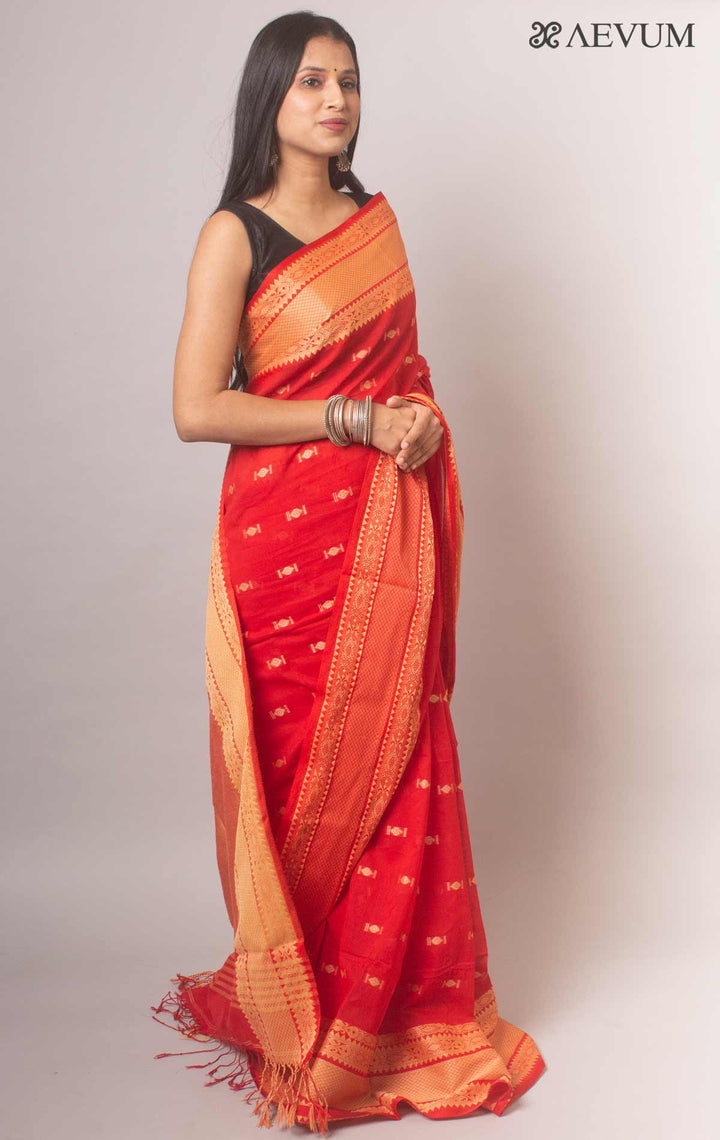 Bengal Pure Cotton Handwoven Saree With Blouse Piece - 18702 Saree Ashoke Pal   