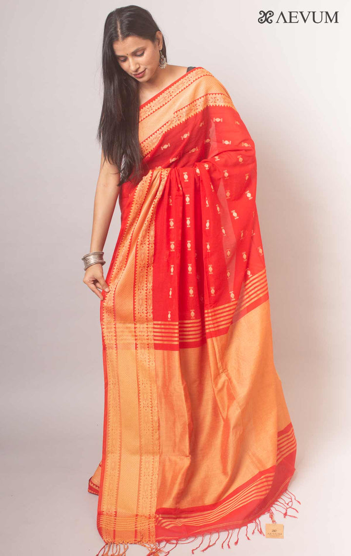 Bengal Pure Cotton Handwoven Saree With Blouse Piece - 18702 Saree Ashoke Pal   