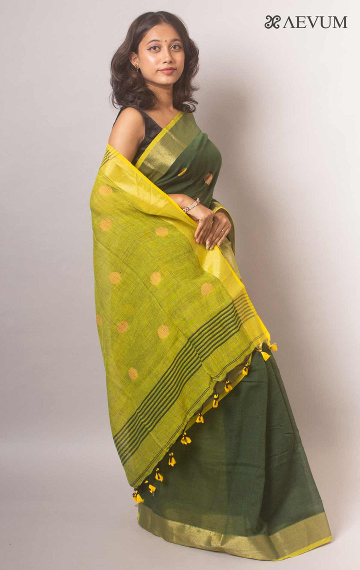 Begampuri Bengal Cotton Handloom Saree with Blouse piece - 18908 Saree AEVUM   