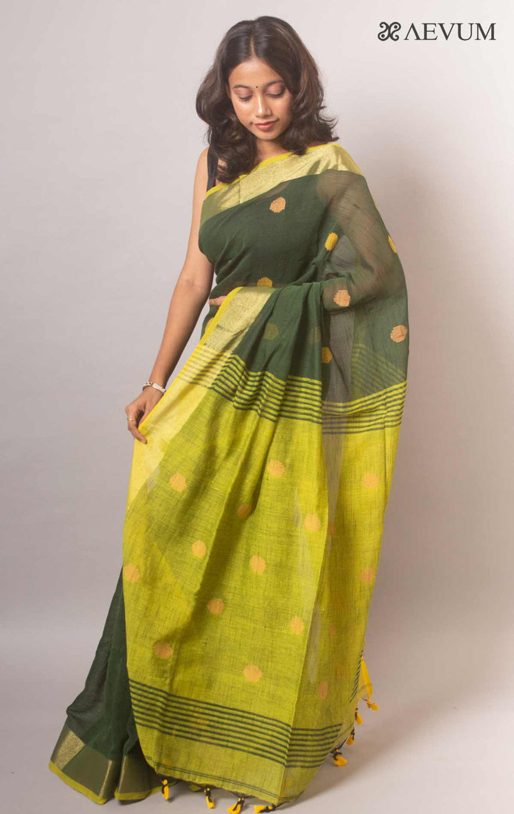 Begampuri Bengal Cotton Handloom Saree with Blouse piece - 18908 Saree AEVUM   