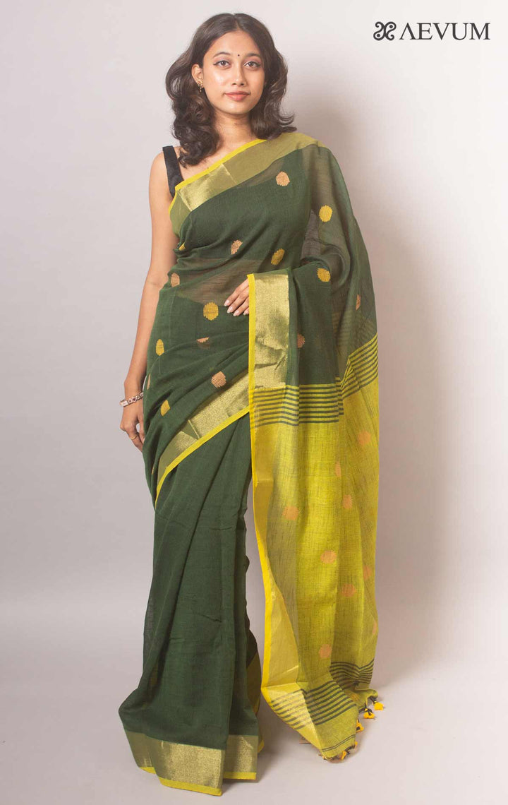 Begampuri Bengal Cotton Handloom Saree with Blouse piece - 18908 Saree AEVUM   