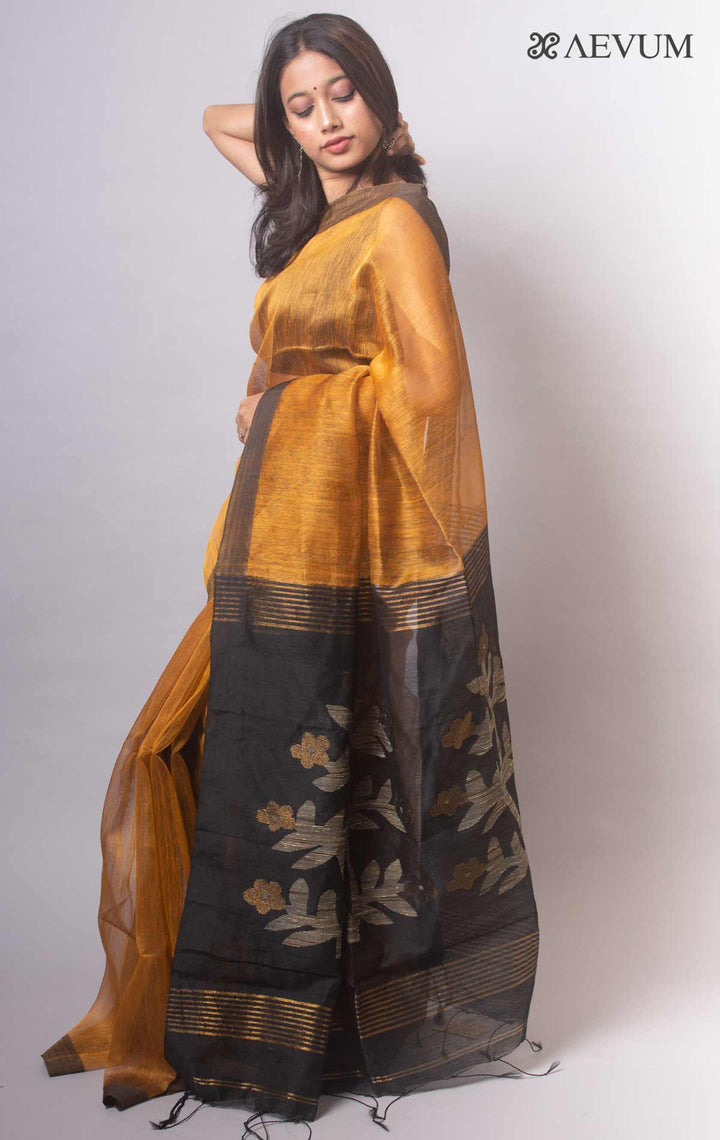 Silk Linen Saree with Blouse Piece -19208 - AEVUM