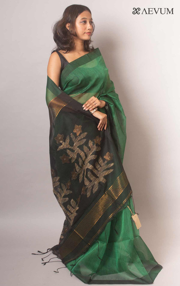 Silk Linen Saree with Blouse Piece -19210 Saree Riya's Collection   