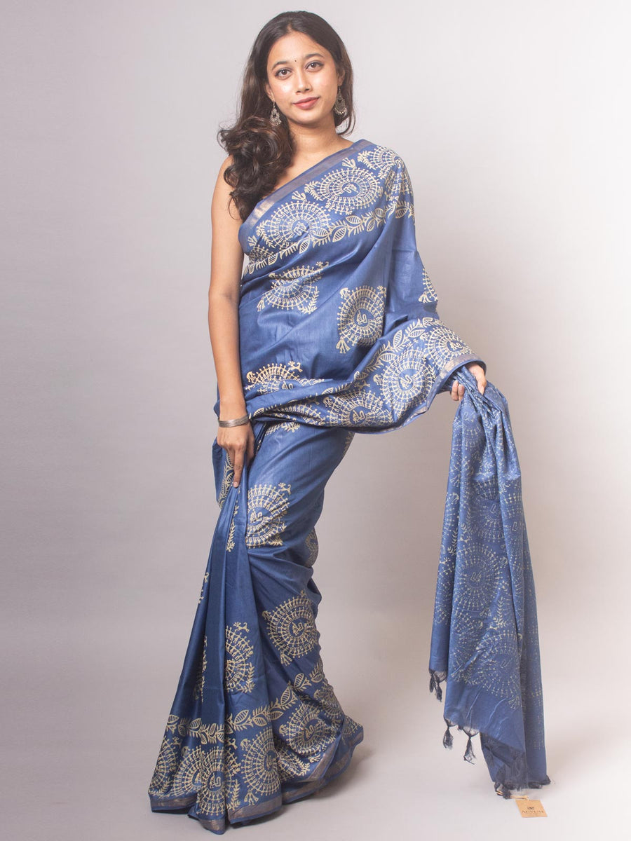 Katan Madhubani Silk Saree - 19343 Saree AEVUM