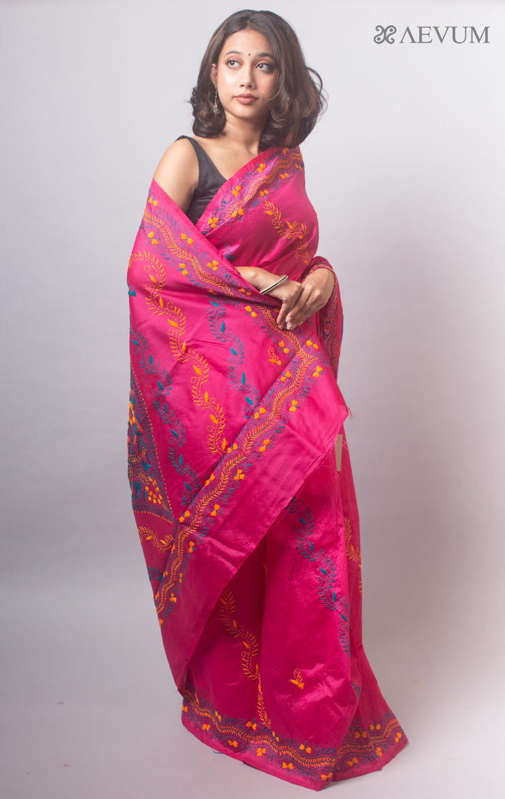 Kantha Stitch Semi-Silk Saree - 19772 Saree Ashoke Pal   