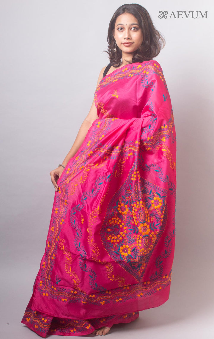 Kantha Stitch Semi-Silk Saree - 19772 Saree Ashoke Pal   
