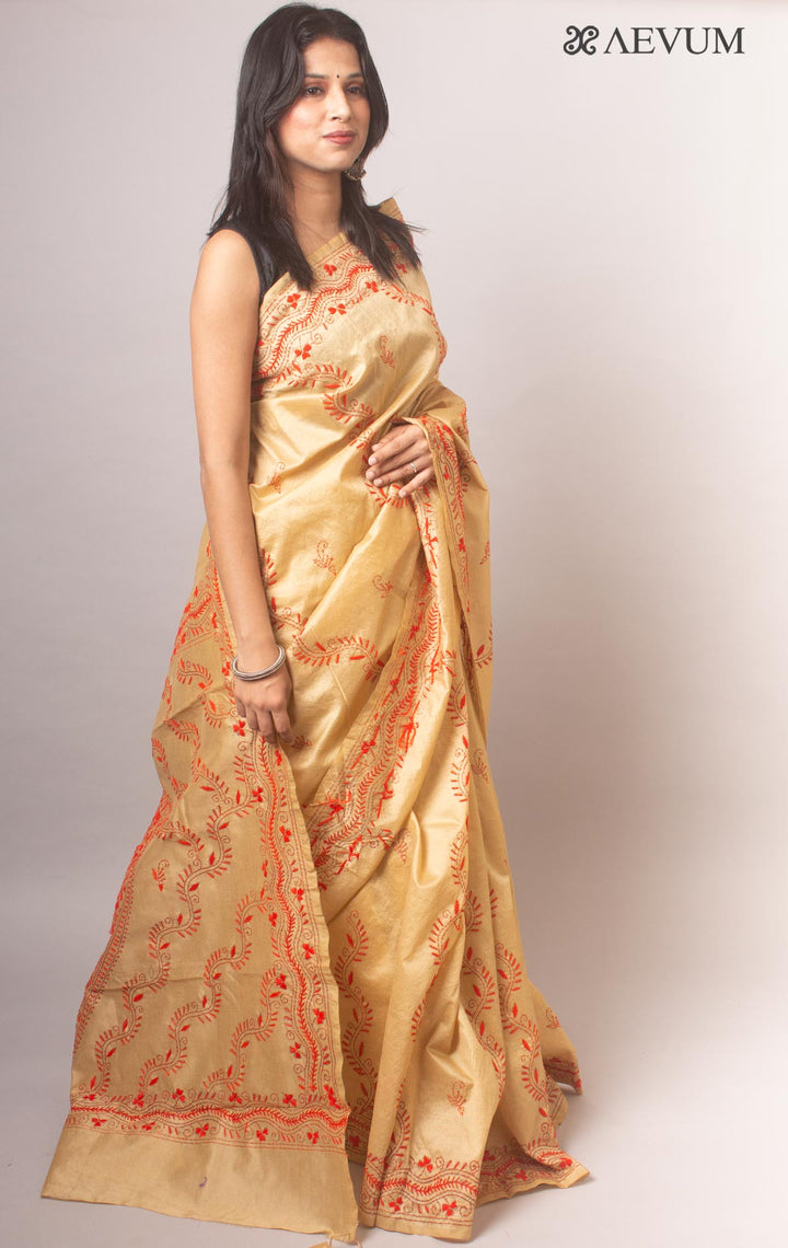 Kantha Stitch Semi-Silk Saree - 19774 Saree Ashoke Pal   