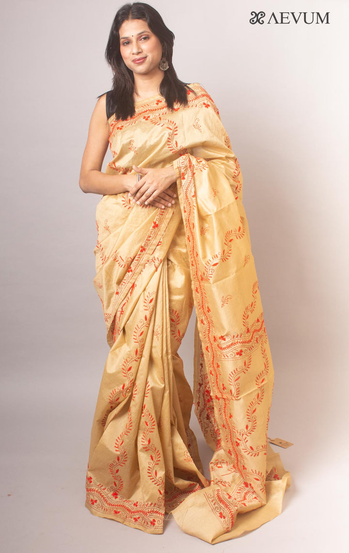 Kantha Stitch Semi-Silk Saree - 19774 Saree Ashoke Pal   