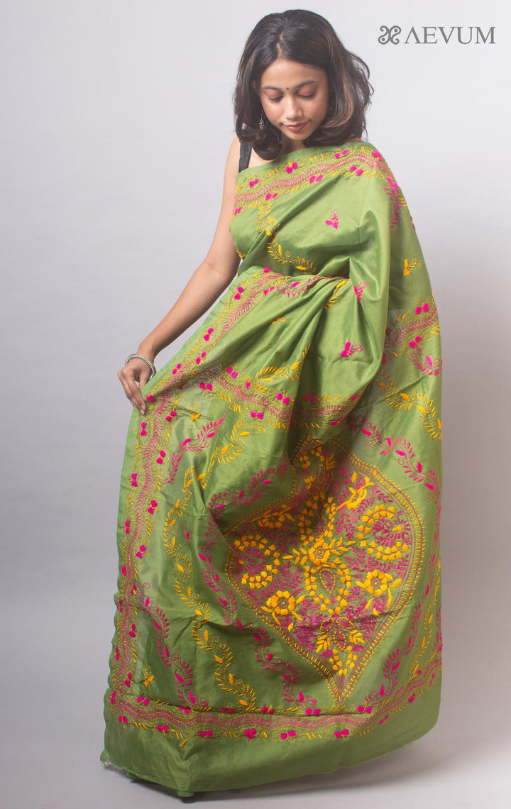 Kantha Stitch Semi-Silk Saree - 19780 Saree Ashoke Pal   