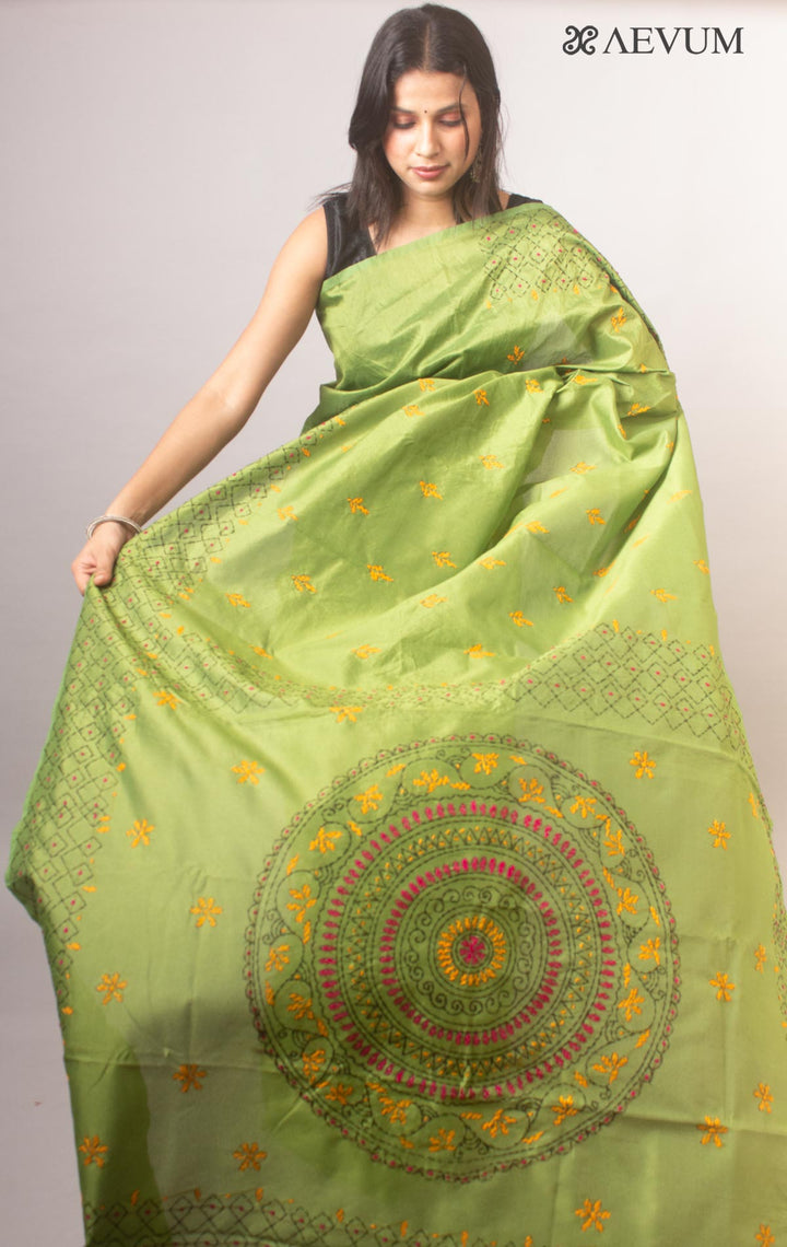 Kantha Stitch Semi-Silk Saree - 19782 Saree Ashoke Pal   