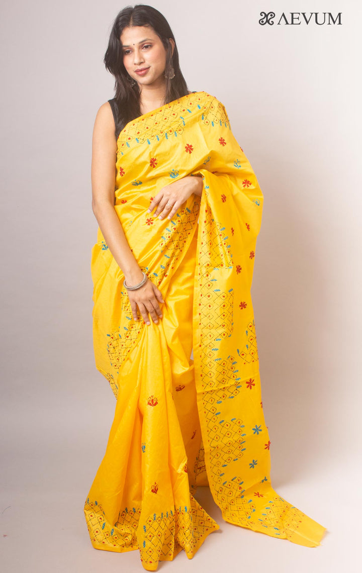 Kantha Stitch Semi-Silk Saree - 19786 Saree Ashoke Pal   