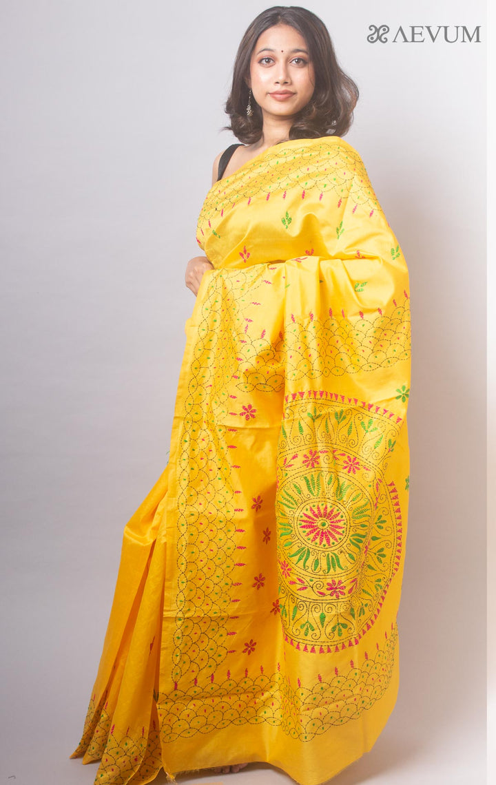 Kantha Stitch Semi-Silk Saree - 19787 Saree Ashoke Pal   