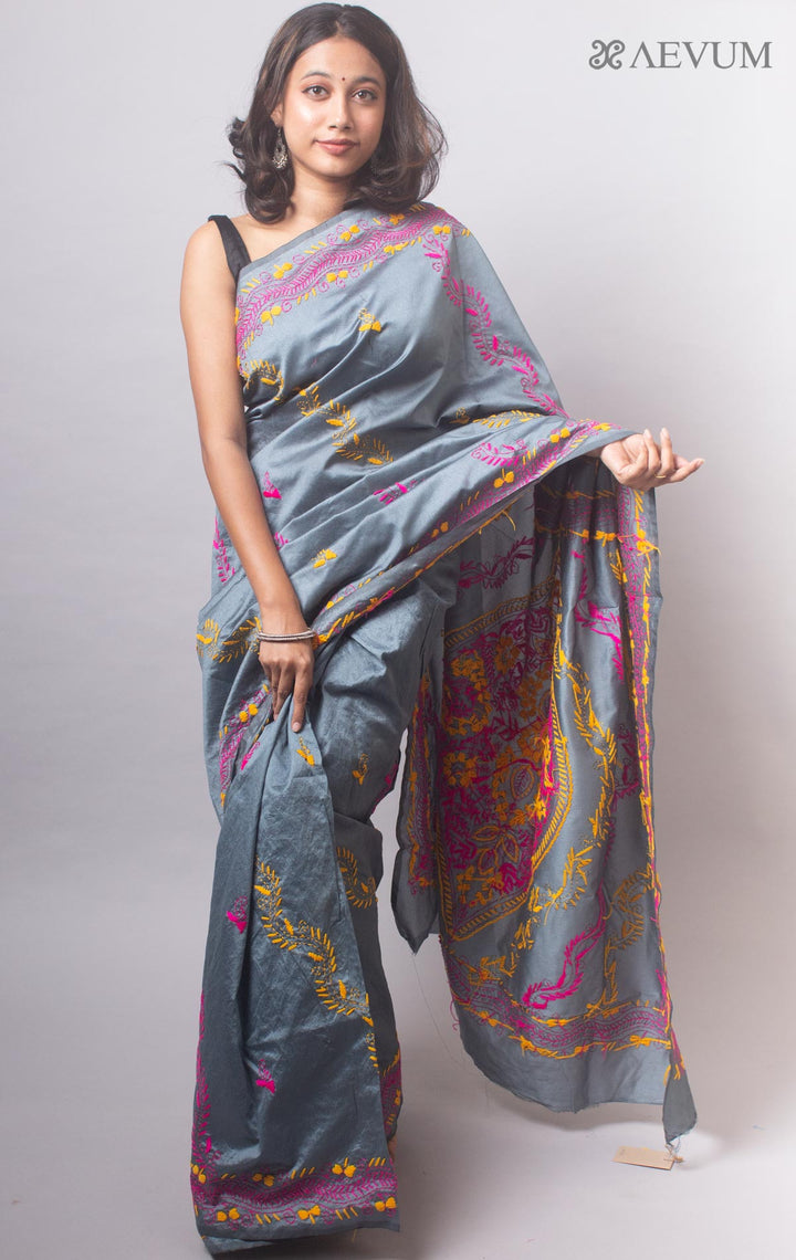 Kantha Stitch Semi-Silk Saree - 19788 Saree Ashoke Pal   