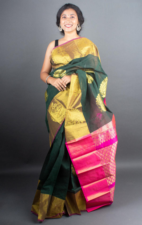 Kuppadam South Cotton Silk Saree with Blouse Piece - 5304 - AEVUM