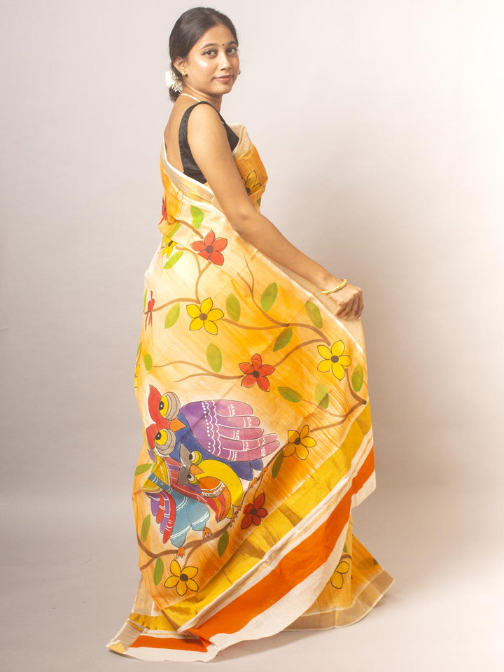 Kerala Cotton Hand Painted Saree - 20338 Saree AEVUM