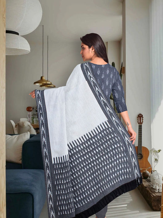 Pure Cotton Woven Ikkat Kurta Set - 20957 Women's Kurta Set AEVUM 2   