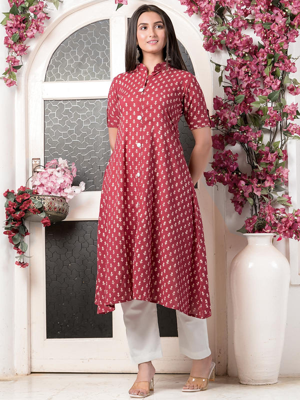 Pure Cotton Dabu Printed Custom Fitted Kurta Set - 21588-02
