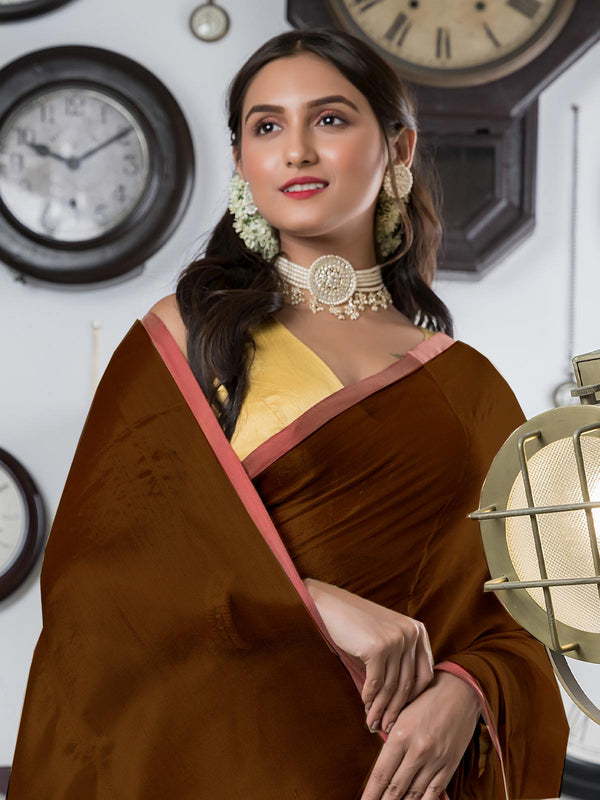 Copper Cotton Tissue Saree - 21899