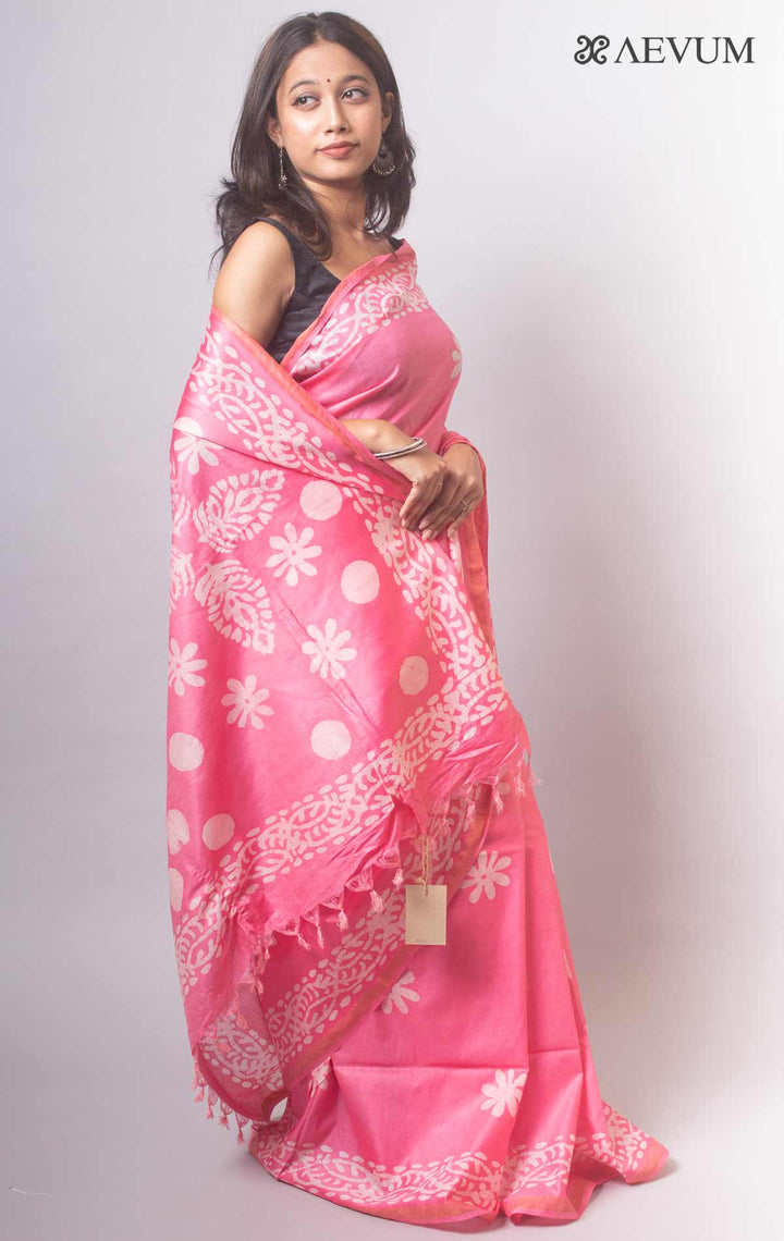 Katan Silk Saree with Batik Print - 2683 Saree AEVUM   