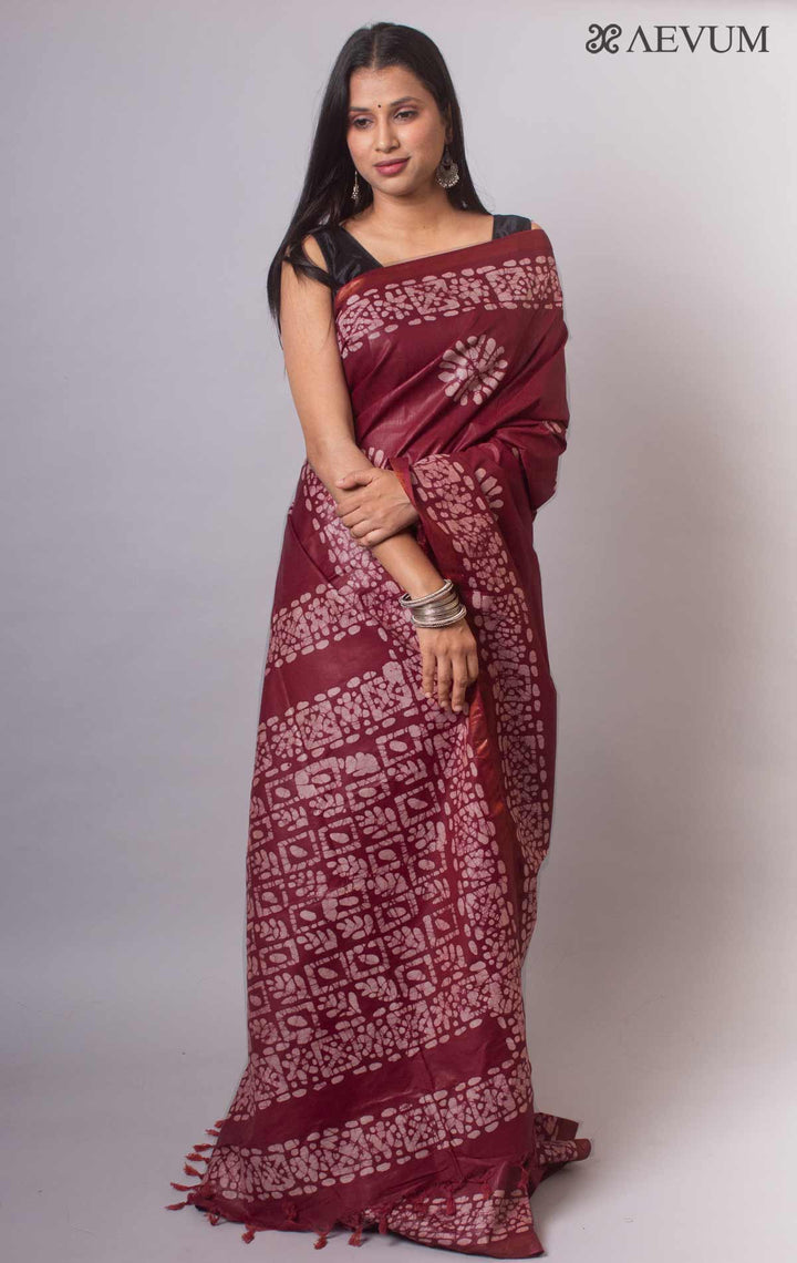 Katan Silk Saree with Batik Print - 2684 Saree Tausif   