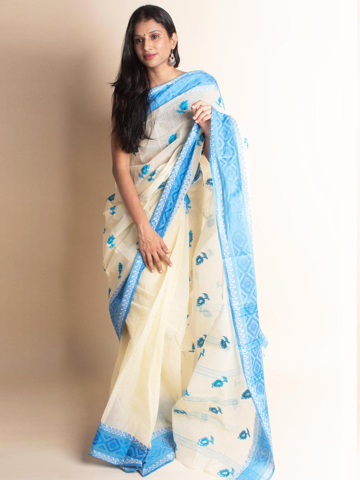 Bengal Cotton Tant Saree with Embroidery - 2972 Saree AEVUM