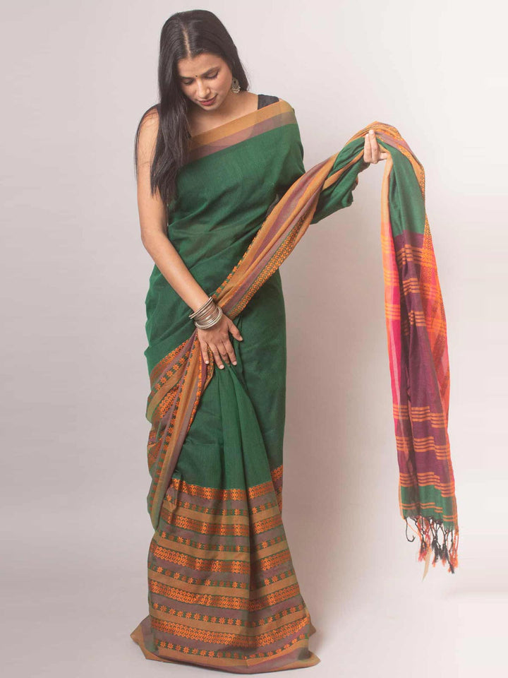 Begampuri Handwoven Premium Quality Bengal Cotton Saree - 19235 Saree AEVUM   