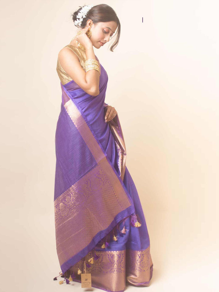Silk Linen Banarasi Handloom Saree - 3511 Saree AEVUM