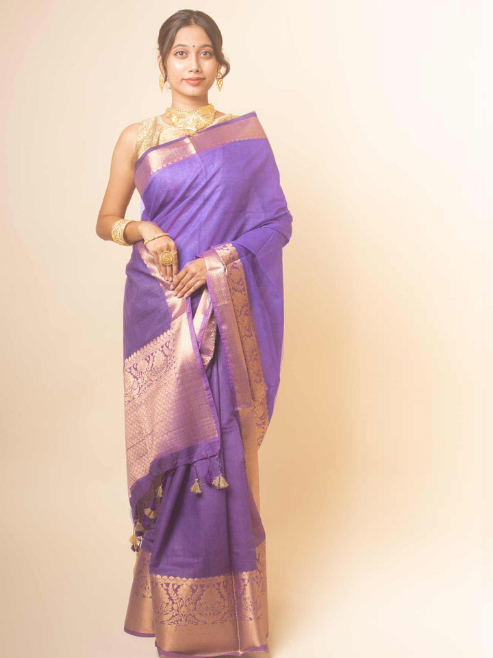 Silk Linen Banarasi Handloom Saree - 3511 Saree AEVUM