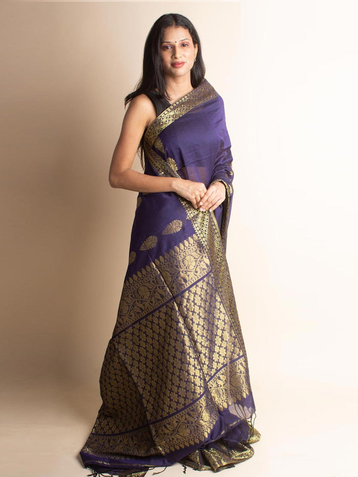 Cotton Linen Banarasi Handloom Saree - 3640 Saree Ashoke Pal   