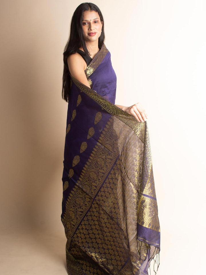 Cotton Linen Banarasi Handloom Saree - 3640 Saree Ashoke Pal   