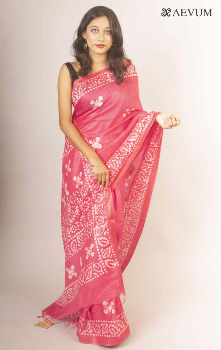 Katan Silk Saree with Batik Print - 3822 Saree Tausif   