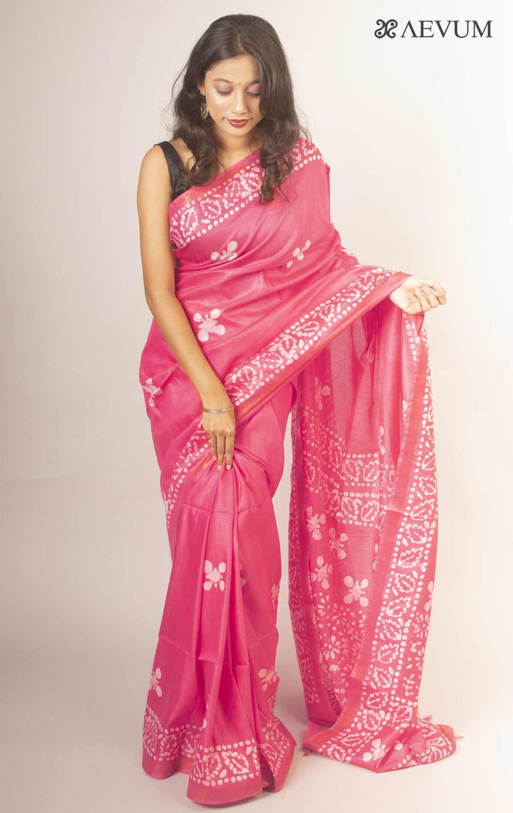 Katan Silk Saree with Batik Print - 3822 Saree Tausif   