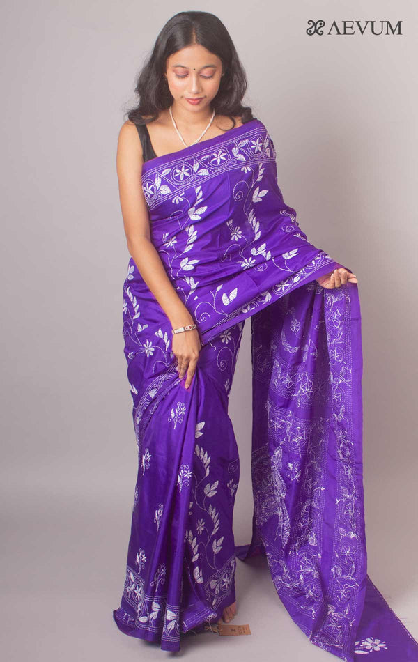 Kantha Stitch Bangalore Semi-Silk Saree By Aevum- 3920 - AEVUM