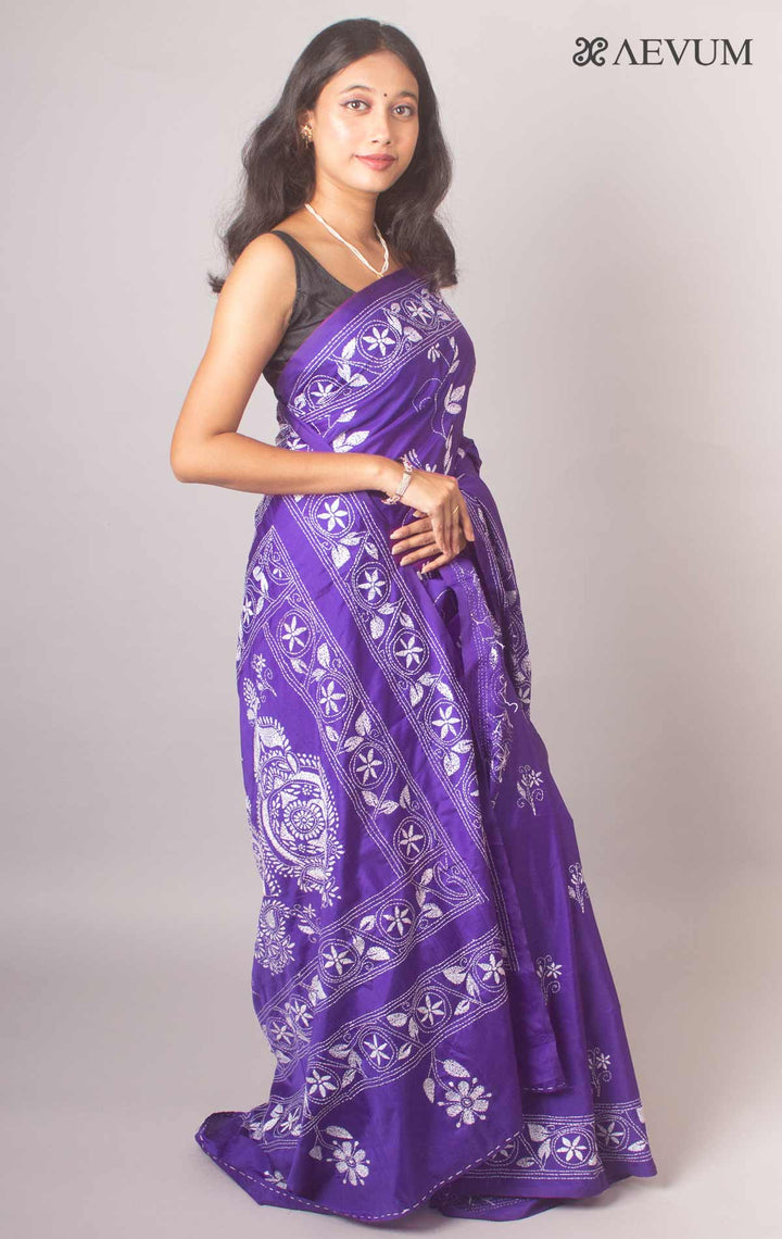 Kantha Stitch Bangalore Semi-Silk Saree By Aevum- 3920 Saree AEVUM   
