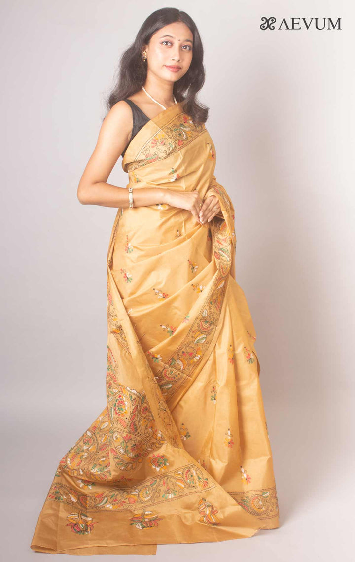 Kantha Stitch Bangalore Semi-Silk Saree By Aevum- 3921 - AEVUM
