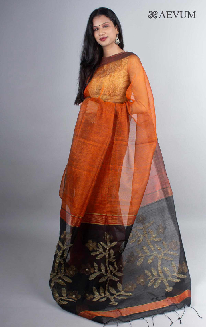Silk Linen Saree with Blouse Piece - 3976 Saree AEVUM   