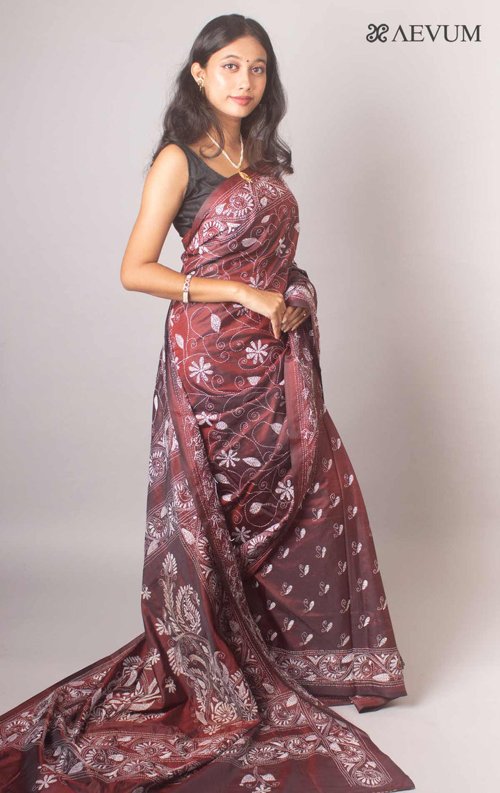 Kantha Stitch Bangalore Semi-Silk Saree By Aevum- 4118 - AEVUM