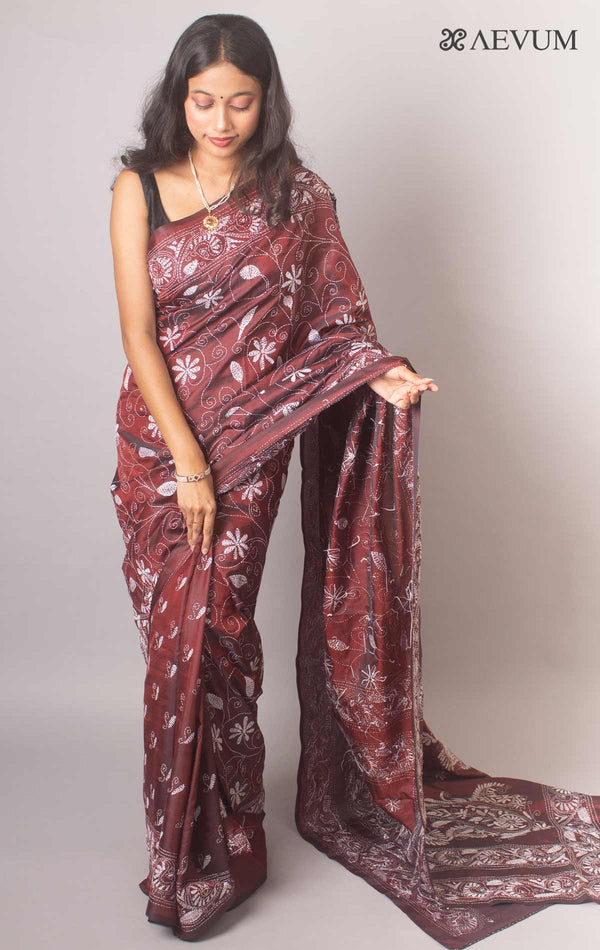 Kantha Stitch Bangalore Semi-Silk Saree By Aevum- 4118 - AEVUM