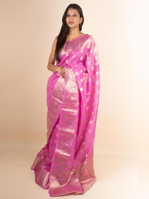 Silk Linen Banarasi Handloom Saree with Silk Mark - 4376