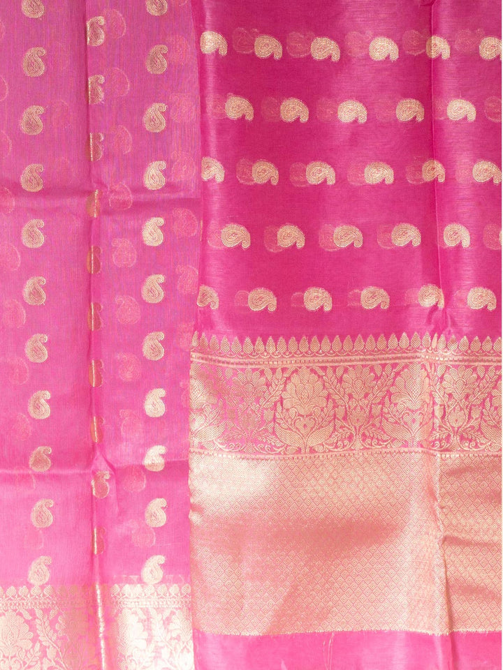 Silk Linen Banarasi Handloom Saree with Silk Mark - 4376 Saree Tausif   