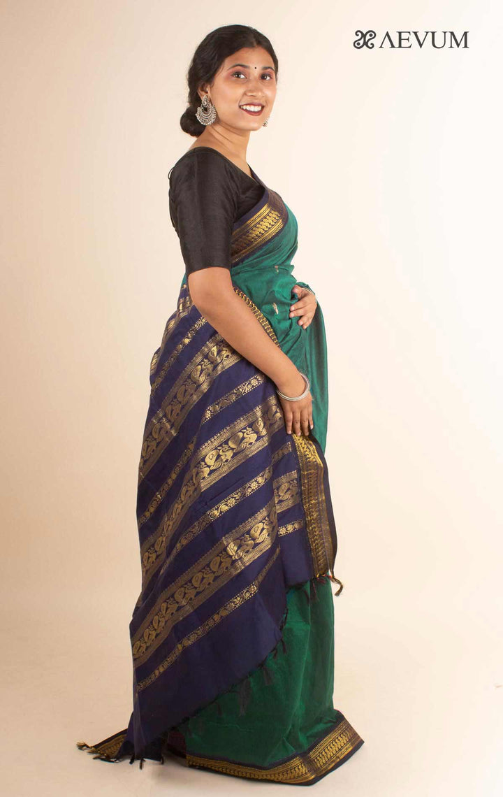 Kalyani South Cotton Silk Handloom Saree with Blouse Piece - 4473 - AEVUM