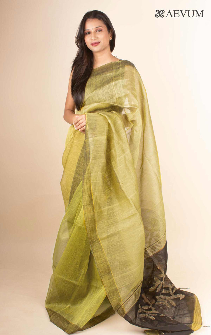 Silk Linen Saree with Blouse Piece-4608 Saree Adworthy   